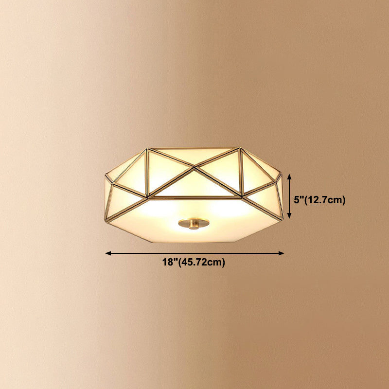 Brass Shaded Flush Mount Ceiling Light Vintage Glass Flush Ceiling Light Fixture