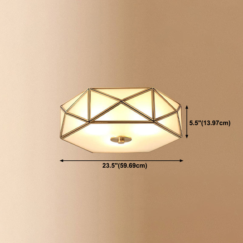 Brass Shaded Flush Mount Ceiling Light Vintage Glass Flush Ceiling Light Fixture