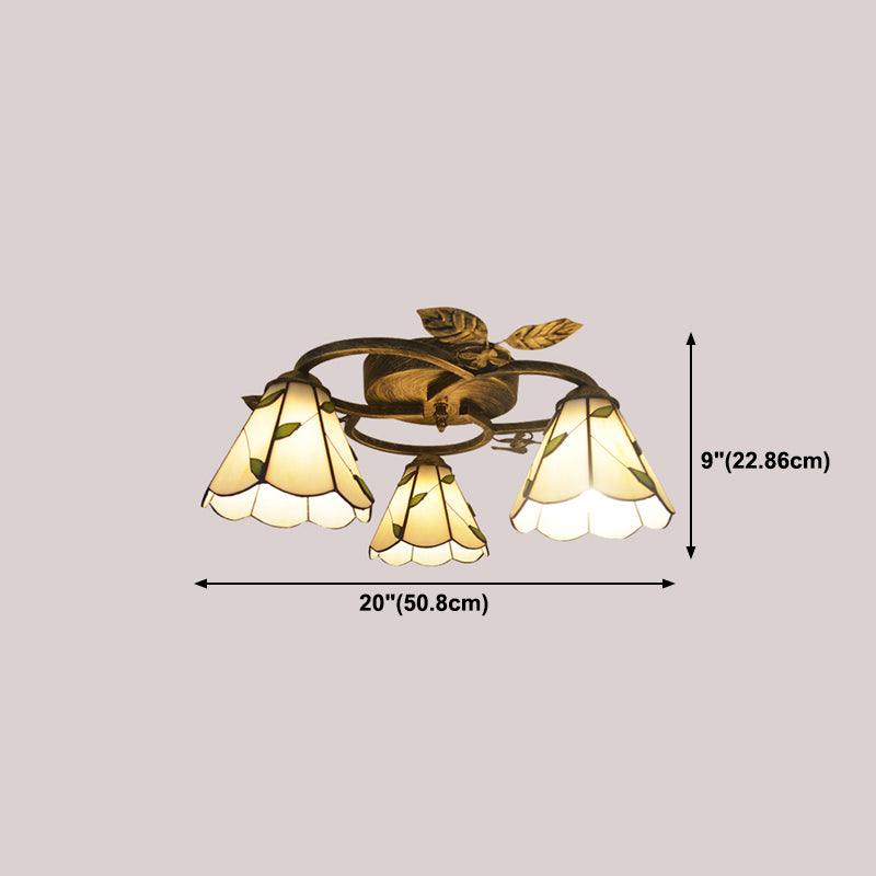 3-Light Ceiling Lamp Tiffany Style Glass Ceiling Lighting for Living Room