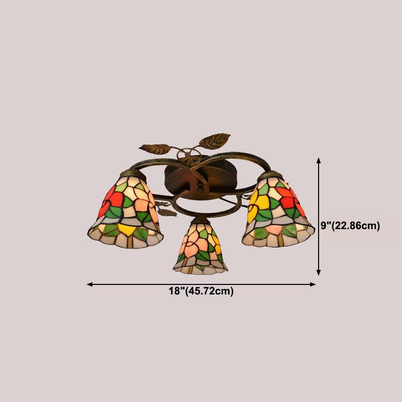 3-Light Ceiling Lamp Tiffany Style Glass Ceiling Lighting for Living Room