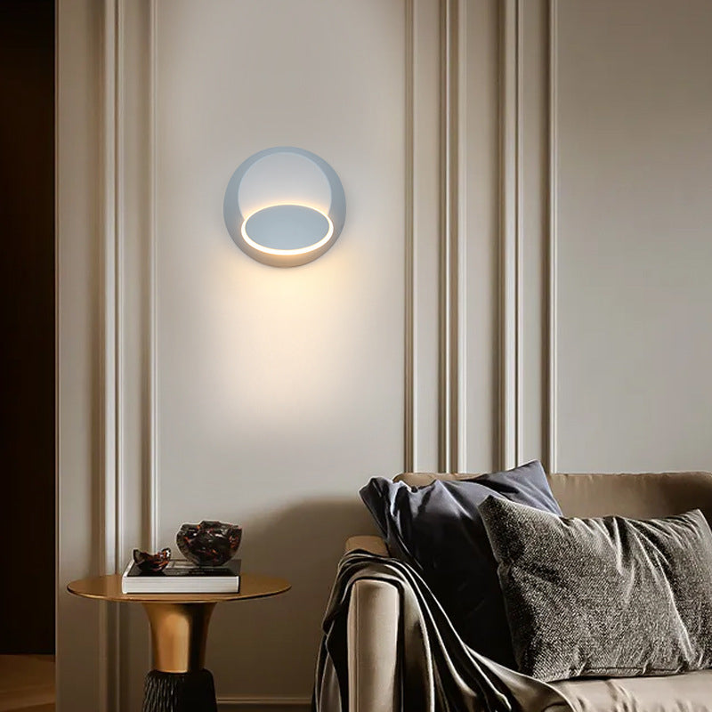 Nordic Style Aluminum Wall Light Round Rotatable LED Wall Sconce for Bedroom