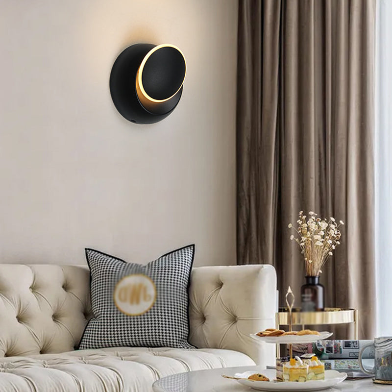 Nordic Style Aluminum Wall Light Round Rotatable LED Wall Sconce for Bedroom