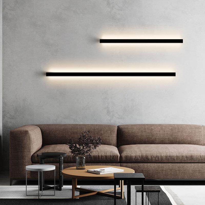 Aluminum Straight Wall Light Modern Black LED Wall Sconce for Living Room