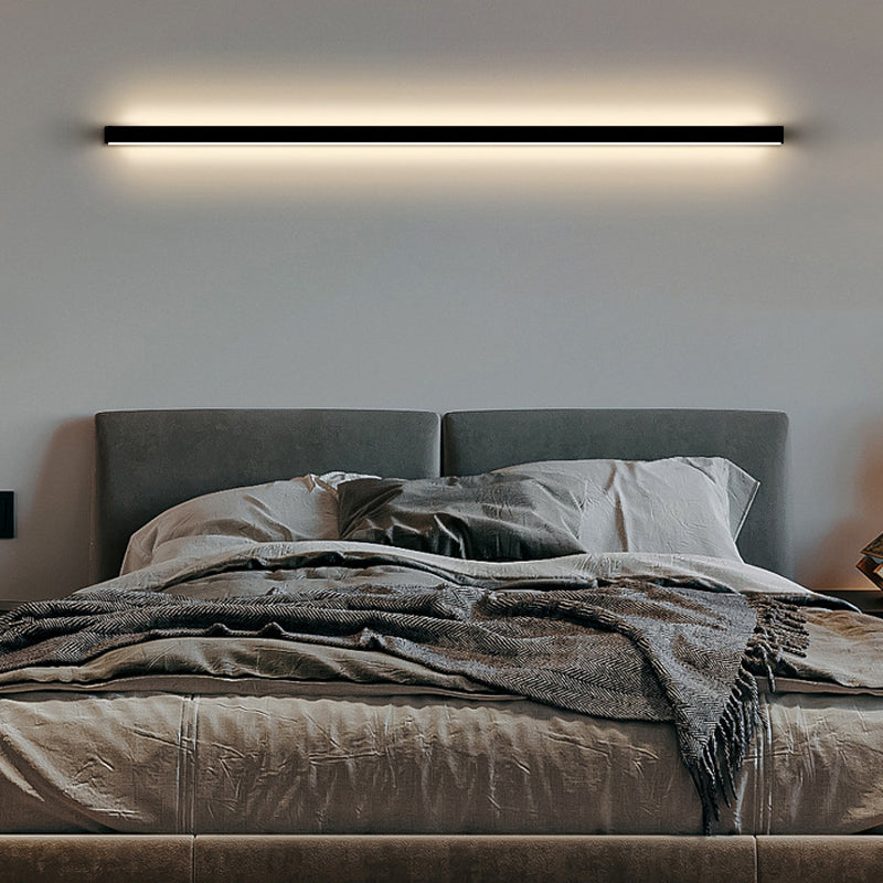 Aluminum Straight Wall Light Modern Black LED Wall Sconce for Living Room