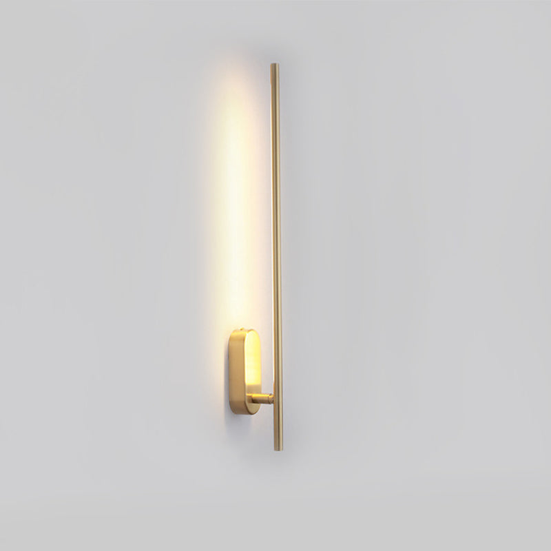 Metal Straight Shape Wall Light Modern LED Wall Sconce in Gold for Living Room