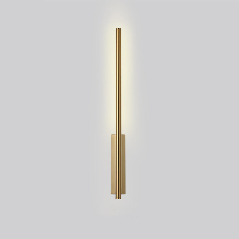 Metal Straight Shape Wall Light Modern LED Wall Sconce in Gold for Living Room