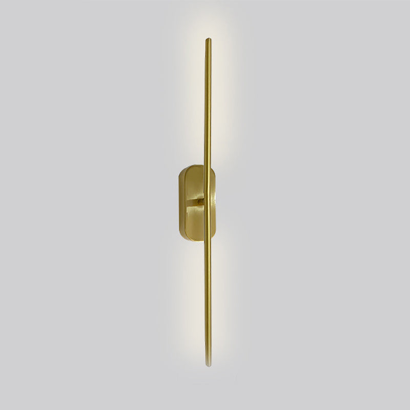 Metal Straight Shape Wall Light Modern LED Wall Sconce in Gold for Living Room