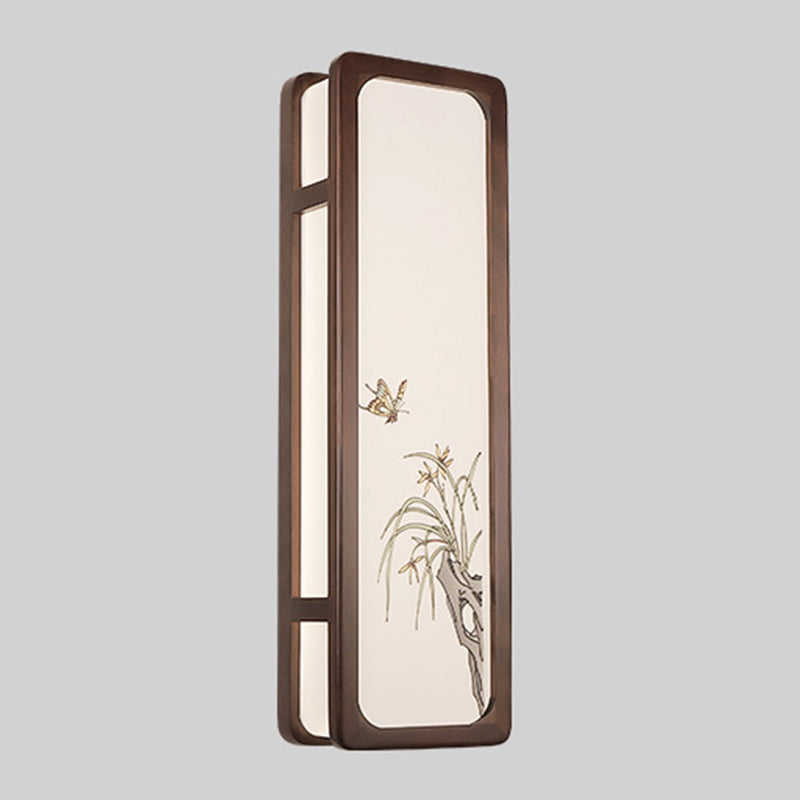 New Chinese Style Wooden Wall Light Cuboid LED Wall Lamp with Acrylic Shade for Bedroom