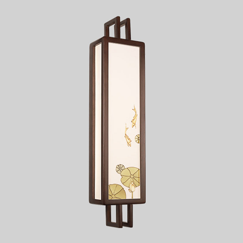 New Chinese Style Wooden Wall Light Cuboid LED Wall Lamp with Acrylic Shade for Bedroom
