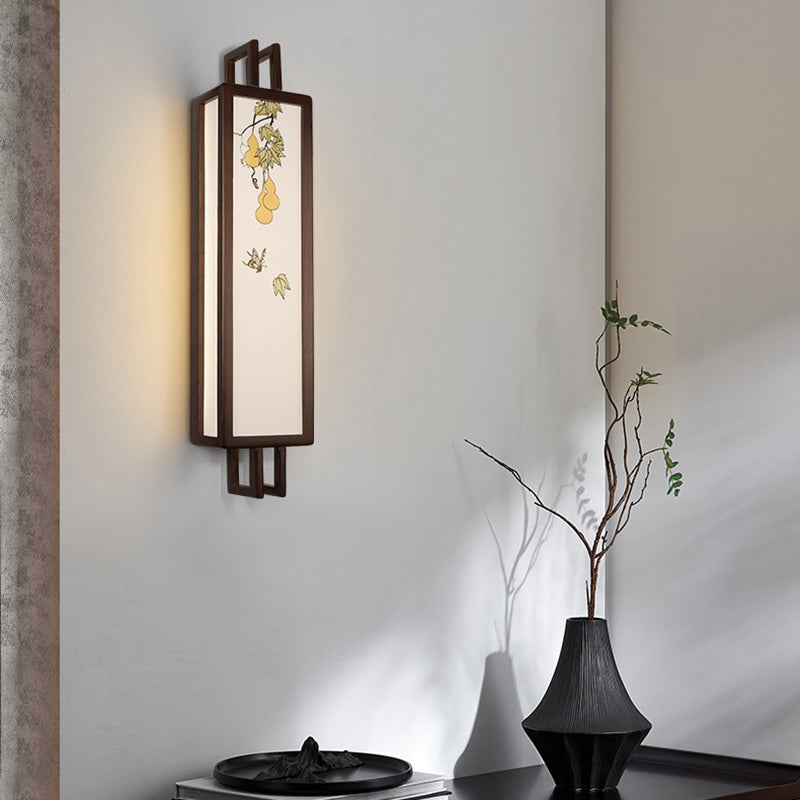 New Chinese Style Wooden Wall Light Cuboid LED Wall Lamp with Acrylic Shade for Bedroom