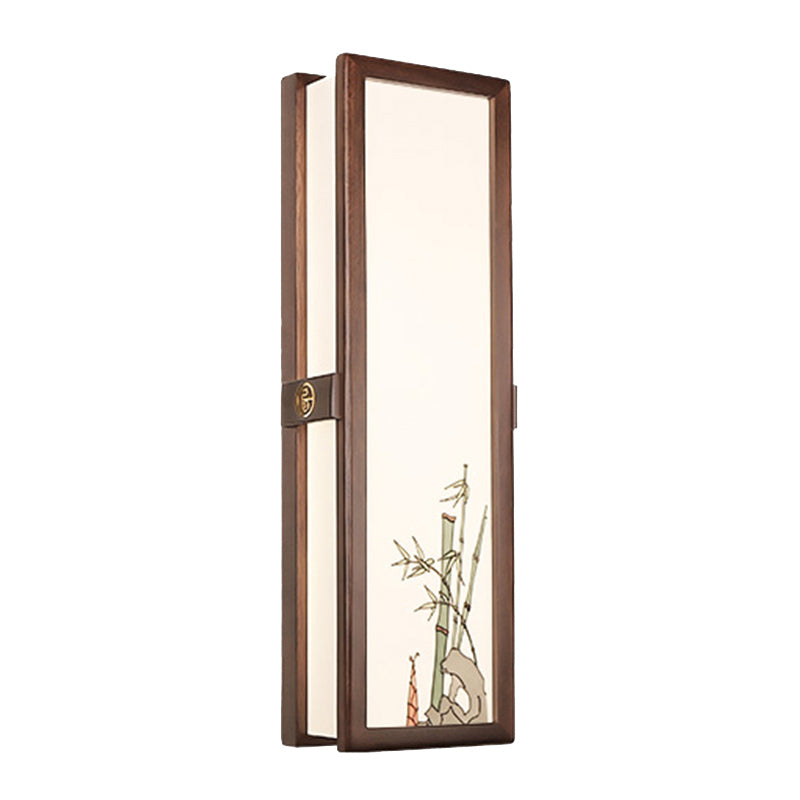 New Chinese Style Wooden Wall Light Cuboid LED Wall Lamp with Acrylic Shade for Bedroom
