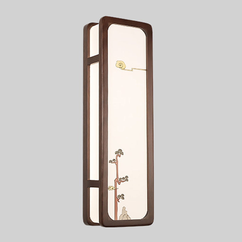 New Chinese Style Wooden Wall Light Cuboid LED Wall Lamp with Acrylic Shade for Bedroom