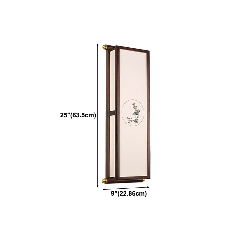 New Chinese Style Wooden Wall Light Cuboid LED Wall Lamp with Acrylic Shade for Bedroom