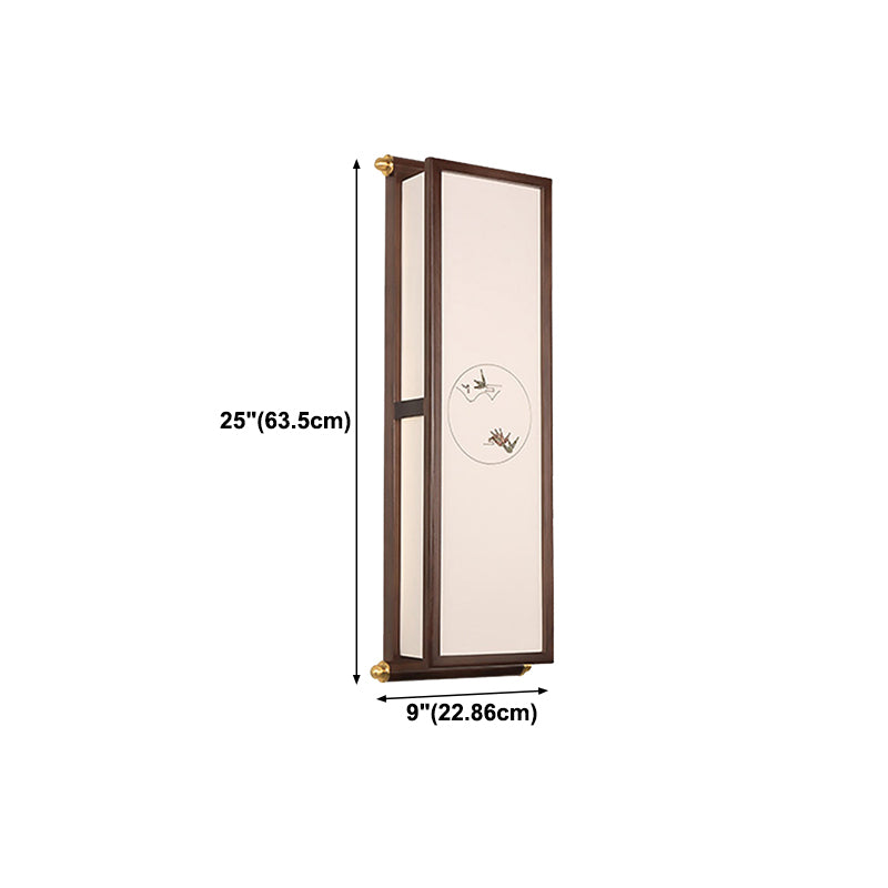 New Chinese Style Wooden Wall Light Cuboid LED Wall Lamp with Acrylic Shade for Bedroom