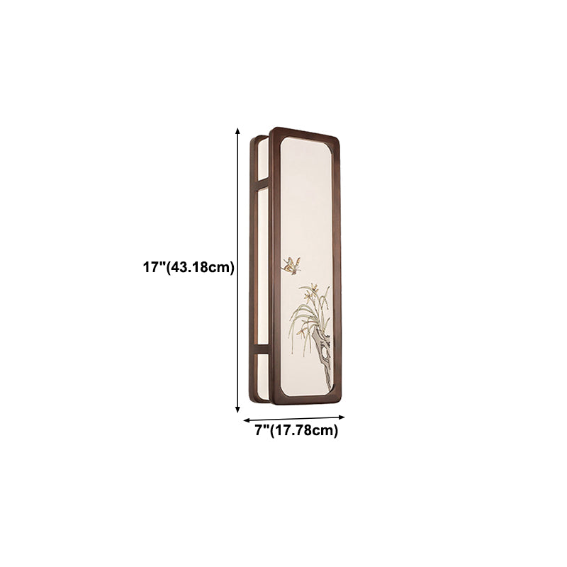 New Chinese Style Wooden Wall Light Cuboid LED Wall Lamp with Acrylic Shade for Bedroom