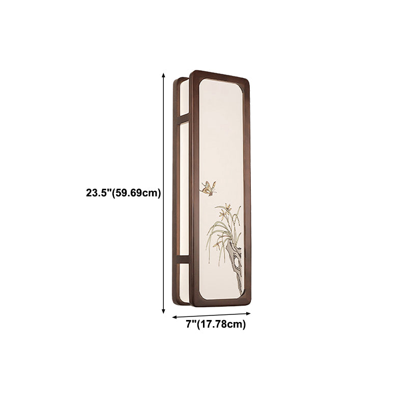 New Chinese Style Wooden Wall Light Cuboid LED Wall Lamp with Acrylic Shade for Bedroom