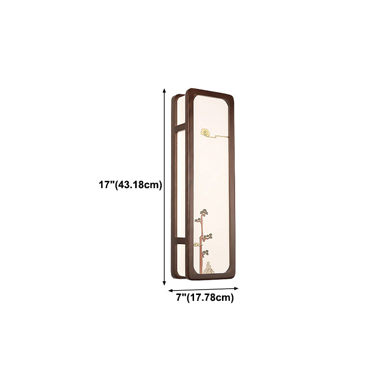 New Chinese Style Wooden Wall Light Cuboid LED Wall Lamp with Acrylic Shade for Bedroom