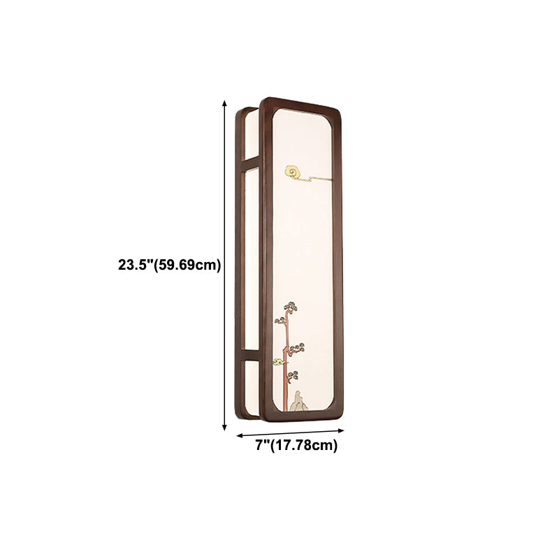 New Chinese Style Wooden Wall Light Cuboid LED Wall Lamp with Acrylic Shade for Bedroom