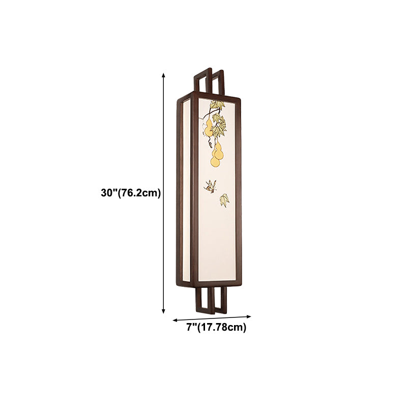 New Chinese Style Wooden Wall Light Cuboid LED Wall Lamp with Acrylic Shade for Bedroom