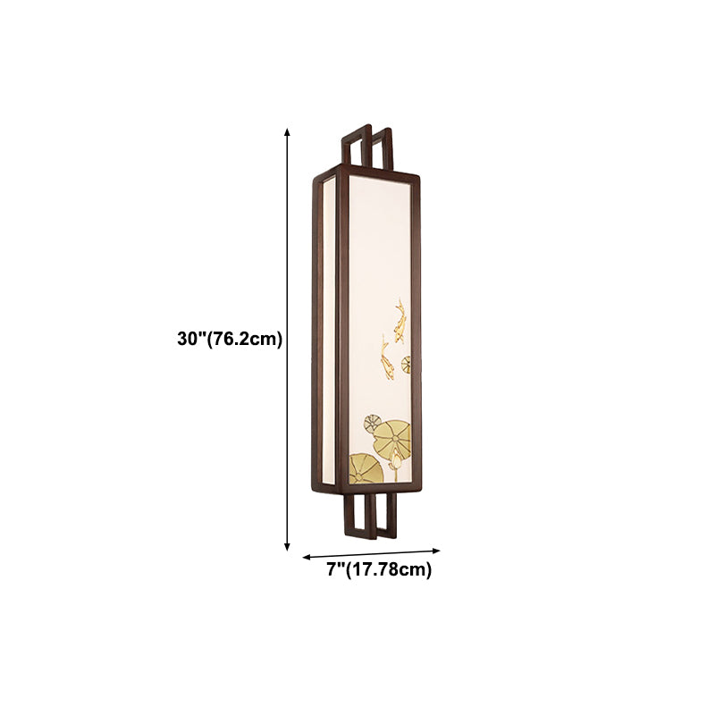 New Chinese Style Wooden Wall Light Cuboid LED Wall Lamp with Acrylic Shade for Bedroom