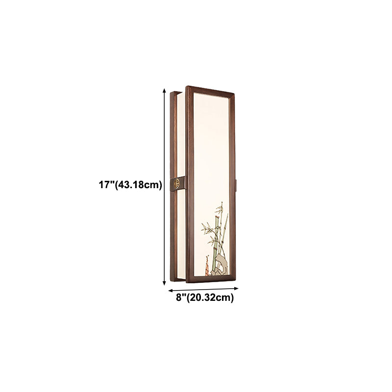 New Chinese Style Wooden Wall Light Cuboid LED Wall Lamp with Acrylic Shade for Bedroom