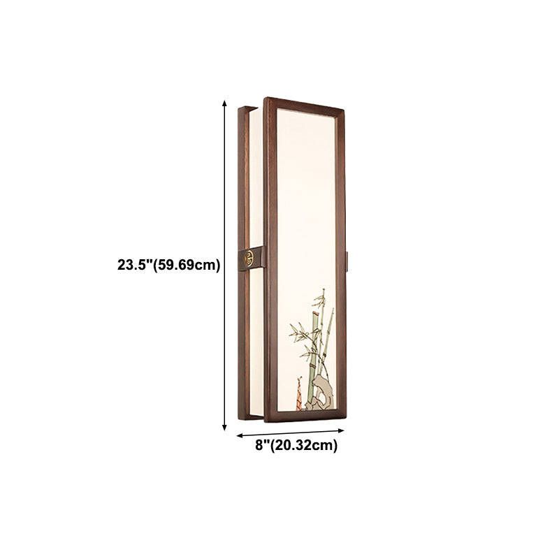 New Chinese Style Wooden Wall Light Cuboid LED Wall Lamp with Acrylic Shade for Bedroom