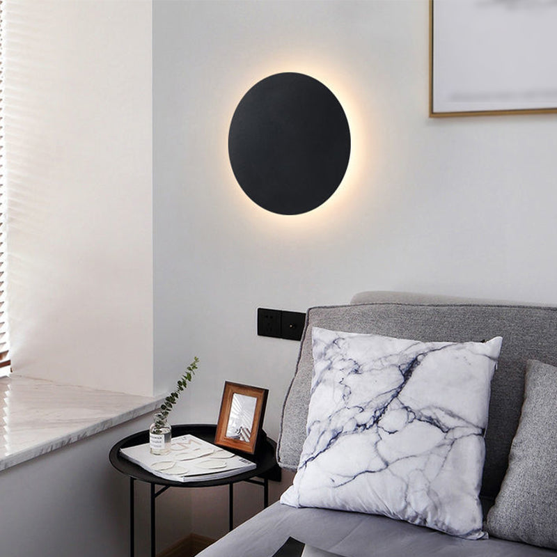 Metal Round Shape Wall Lighting Modern Style 1 Light Wall Mounted Light Fixture