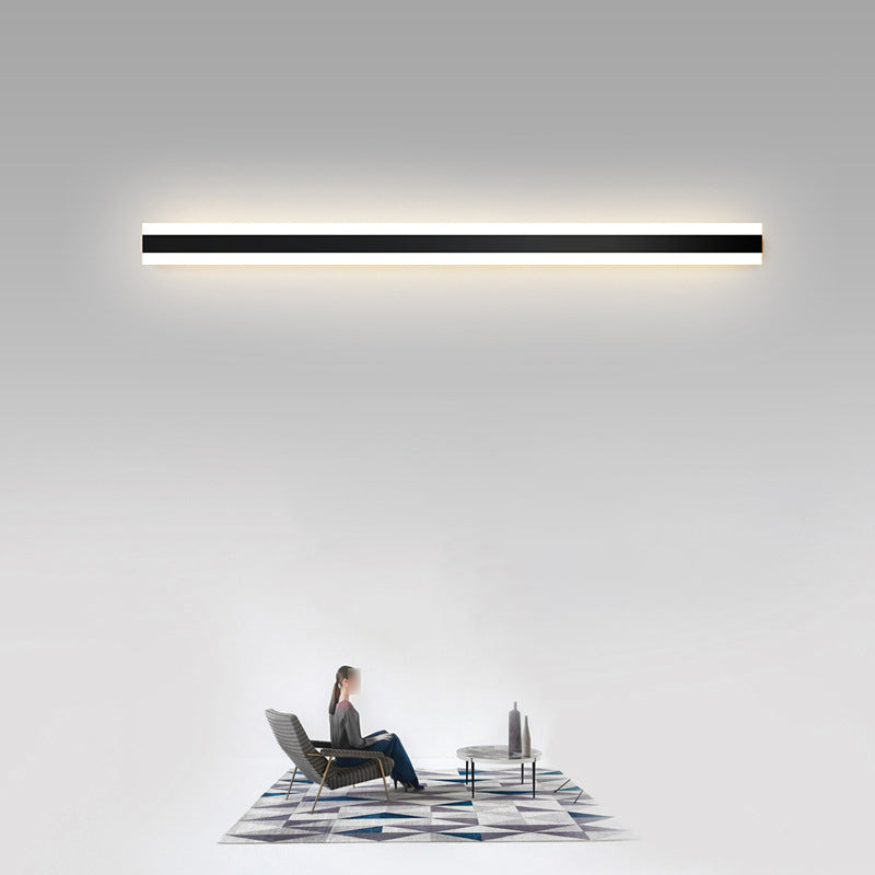 Linear Shape Metal Wall Lighting Modern Style 1 Light Wall Mounted Light Fixture in Black