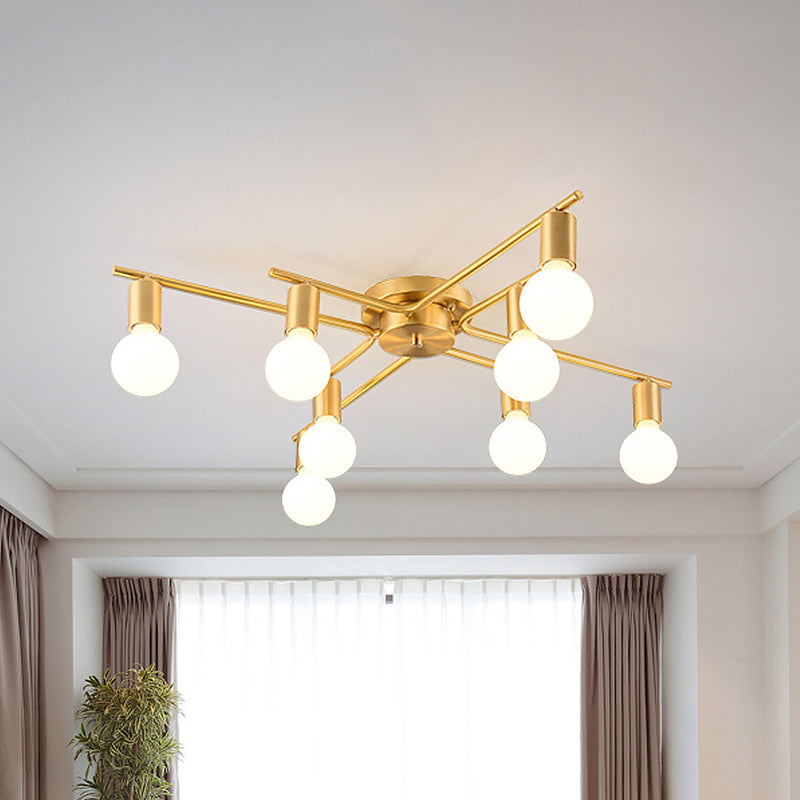 Brass Molecular Flushmount Light Post Modern 8 Bulbs Cream Glass Flush Mount Ceiling Lamp