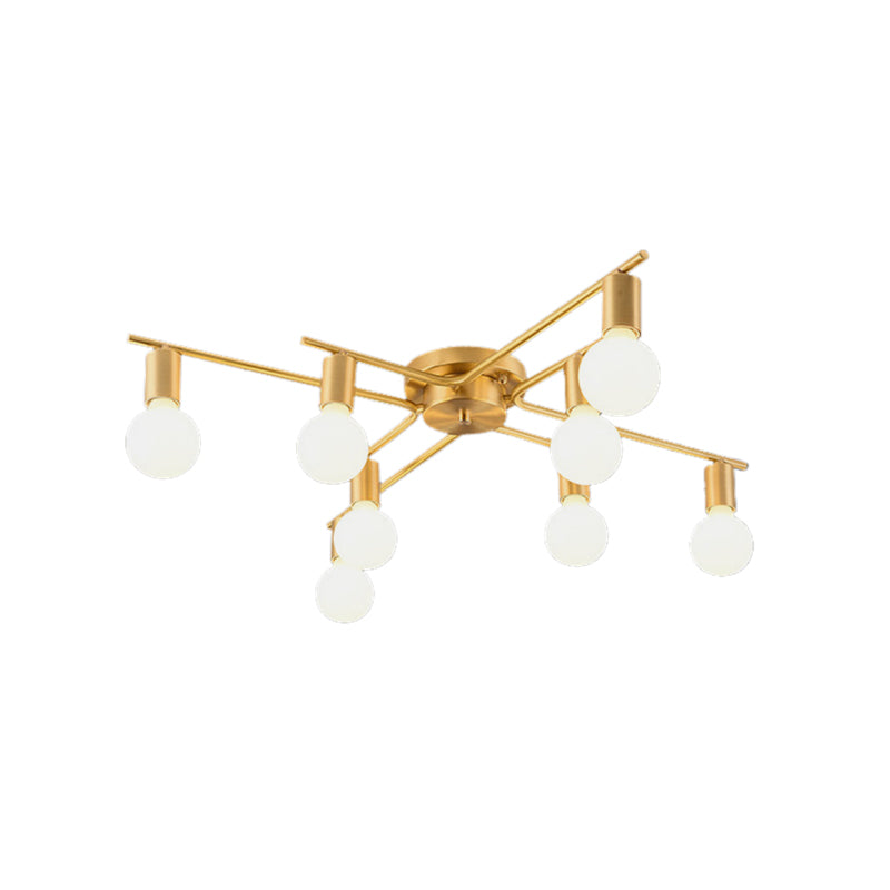 Brass Molecular Flushmount Light Post Modern 8 Bulbs Cream Glass Flush Mount Ceiling Lamp