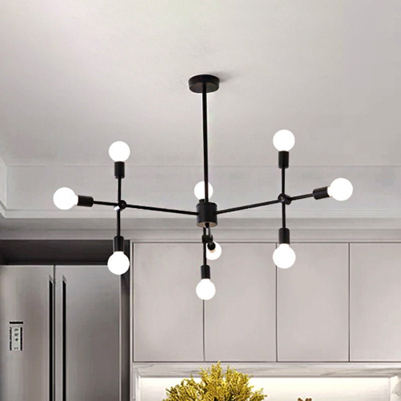 Sputnik Living Room Hanging Chandelier Opal Glass 9/12/15 Lights Modernist Hanging Lamp in Black/Gold