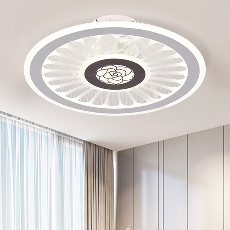 Metal Ceiling Fan Light Round Modern Ceiling Light Fixture for Bedroom
