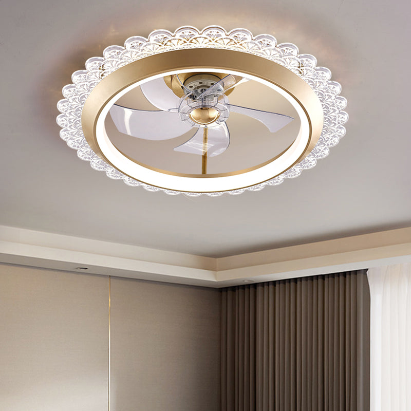 Metal Ceiling Fan Light Round Modern Ceiling Light Fixture for Bedroom