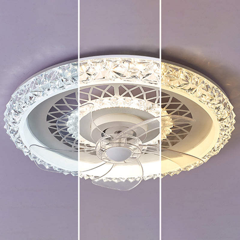 Metal Ceiling Fan Light Round Modern Ceiling Light Fixture for Bedroom