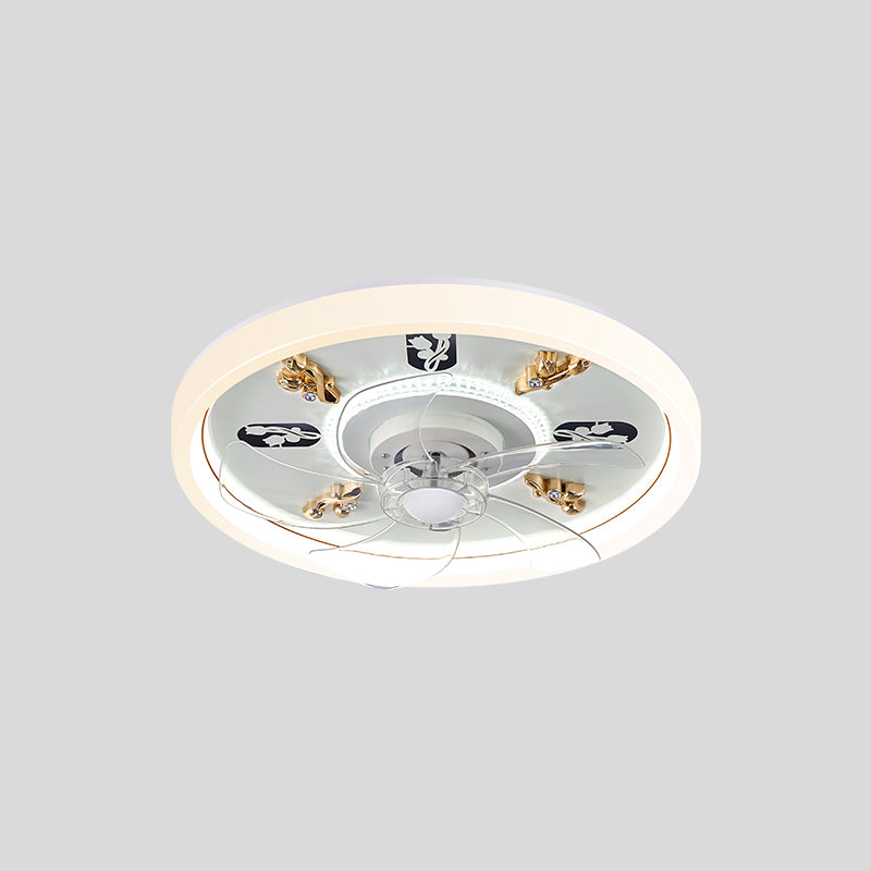 Metal Ceiling Fan Light Round Modern Ceiling Light Fixture for Bedroom