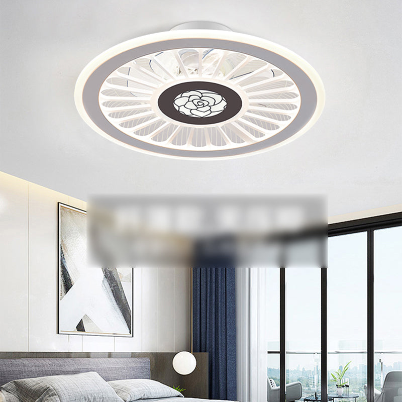 Metal Ceiling Fan Light Round Modern Ceiling Light Fixture for Bedroom