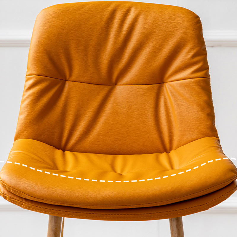Scandinavian Leather Bar Stool 27.95'' Low Back Rubberwood Stool