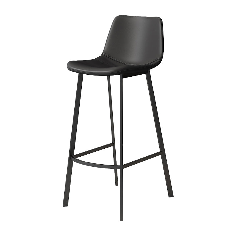 Modern Armless Footrest Bar Stools PU Leather Low Back Barstool