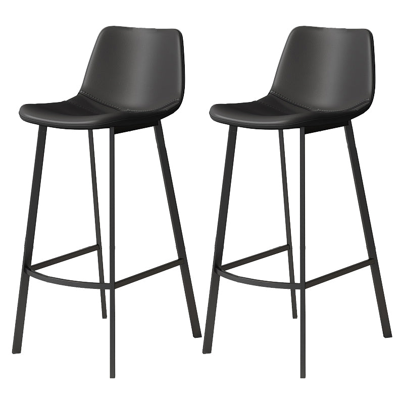 Modern Armless Footrest Bar Stools PU Leather Low Back Barstool