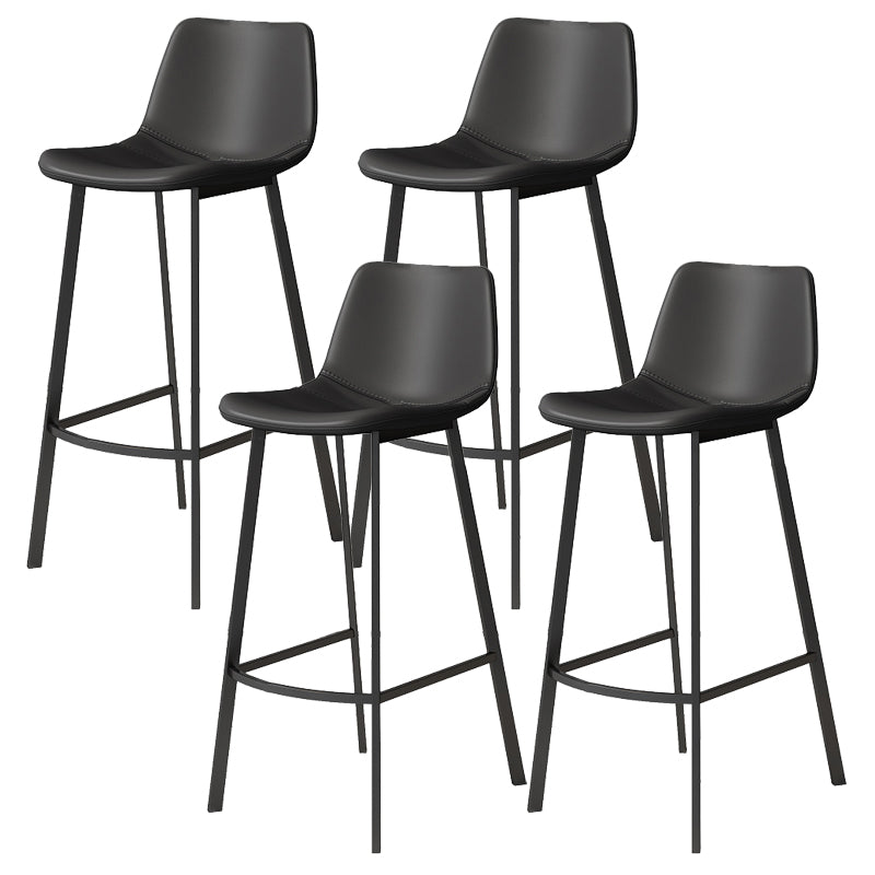 Modern Armless Footrest Bar Stools PU Leather Low Back Barstool