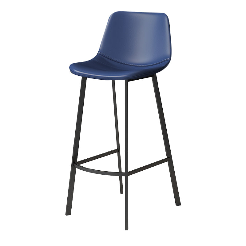 Modern Armless Footrest Bar Stools PU Leather Low Back Barstool