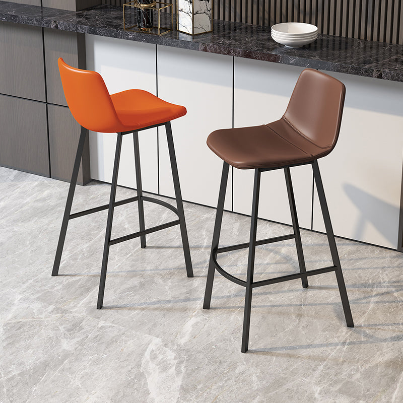 Modern Armless Footrest Bar Stools PU Leather Low Back Barstool