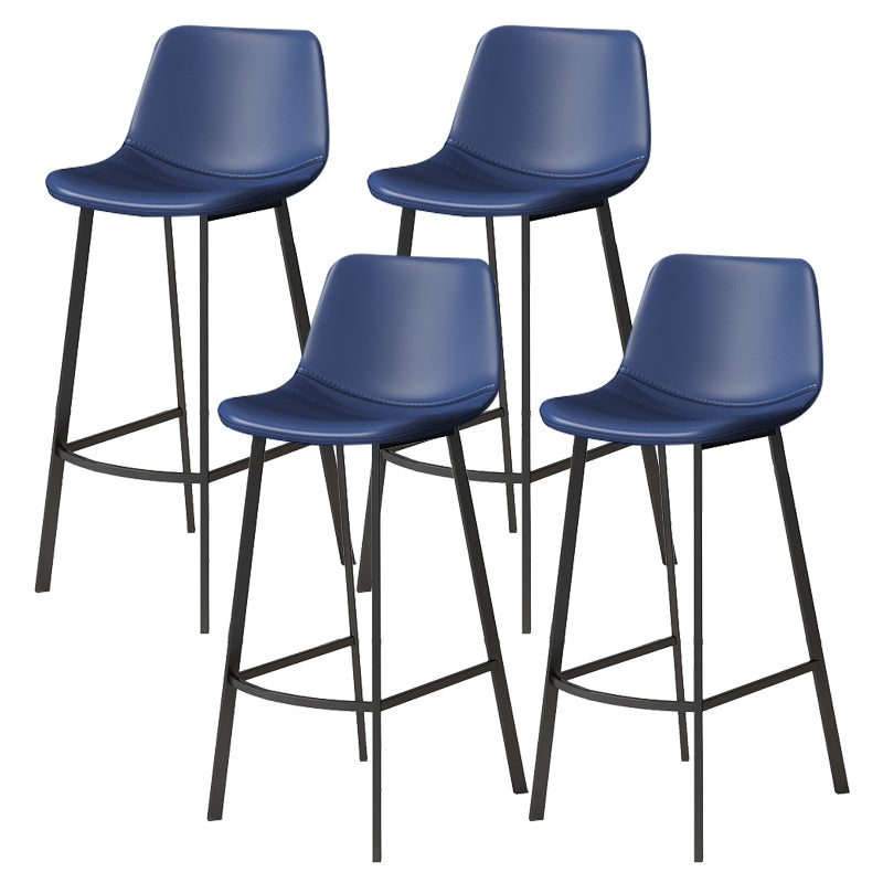 Modern Armless Footrest Bar Stools PU Leather Low Back Barstool