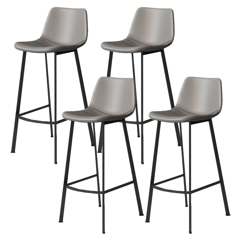 Modern Armless Footrest Bar Stools PU Leather Low Back Barstool