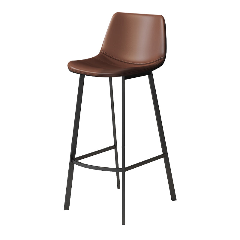 Modern Armless Footrest Bar Stools PU Leather Low Back Barstool