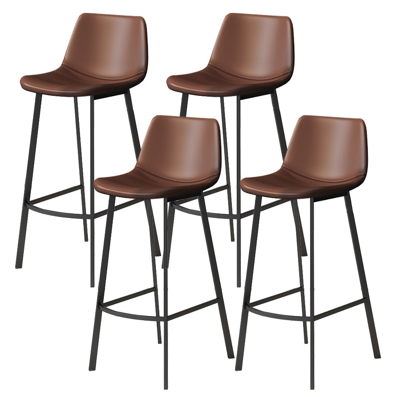 Modern Armless Footrest Bar Stools PU Leather Low Back Barstool