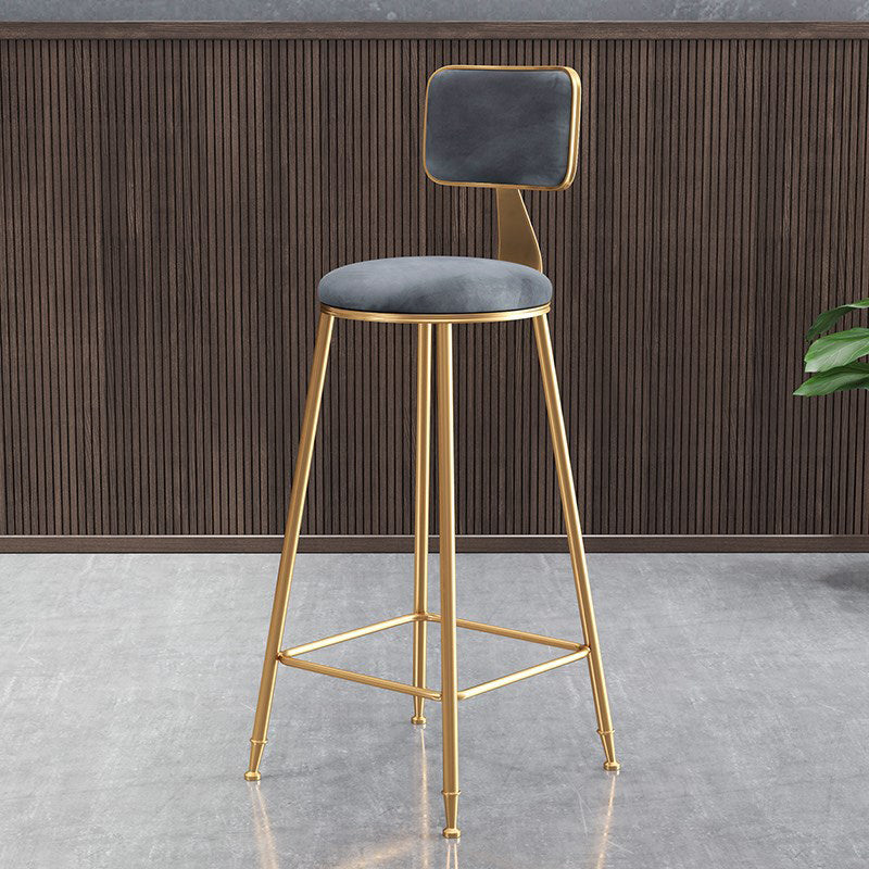 Glam Velvet Bar and Counter Stool Round Stool with 4 Gold Legs