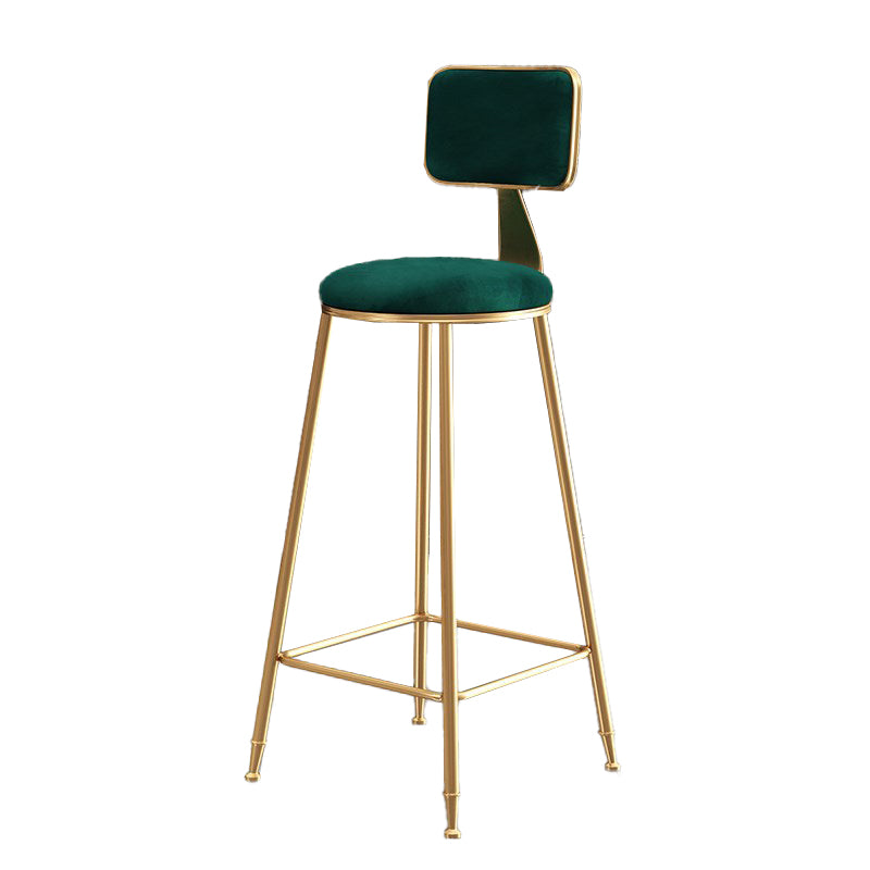 Glam Velvet Bar and Counter Stool Round Stool with 4 Gold Legs