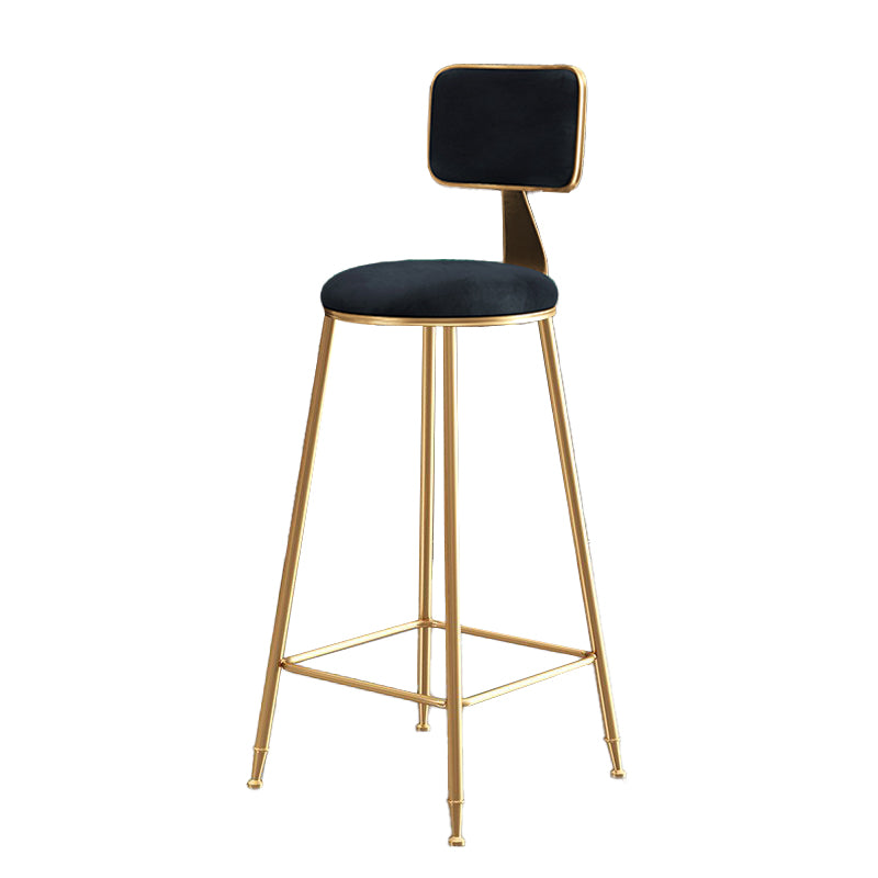 Glam Velvet Bar and Counter Stool Round Stool with 4 Gold Legs