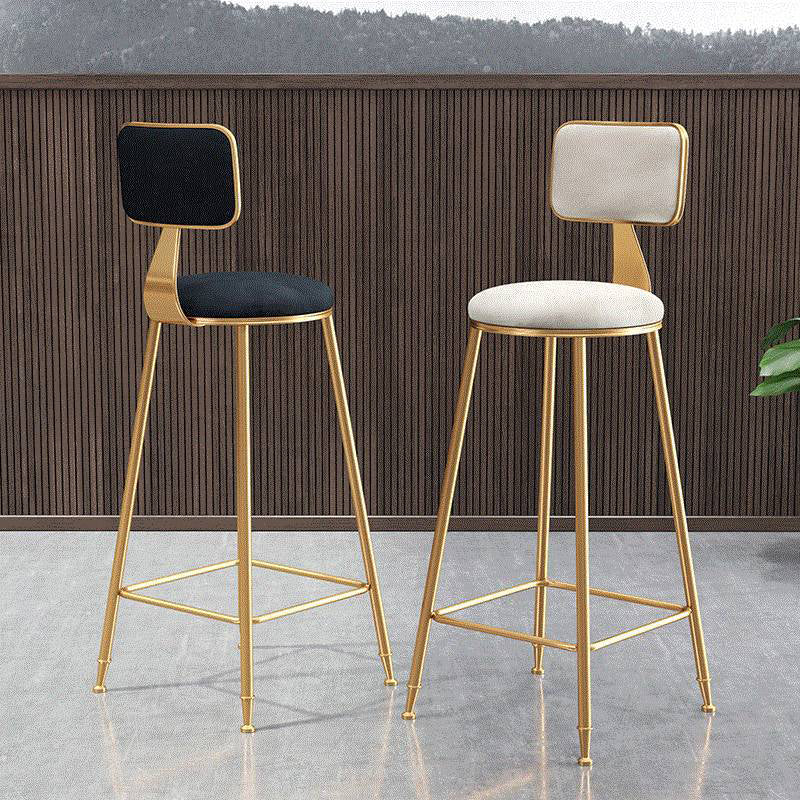 Glam Velvet Bar and Counter Stool Round Stool with 4 Gold Legs